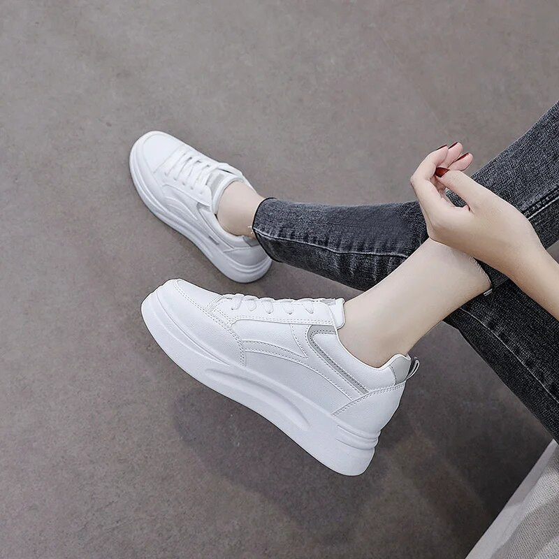 Fehér Női Cipők Divat Mesh Platform Cipők Alkalmi Cipők Őszi Kényelmes Vastag Magas Talpú Apa Lapos Platform Cipők