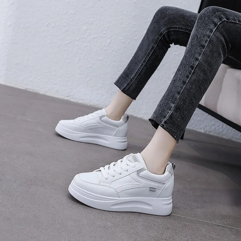 Fehér Női Cipők Divat Mesh Platform Cipők Alkalmi Cipők Őszi Kényelmes Vastag Magas Talpú Apa Lapos Platform Cipők