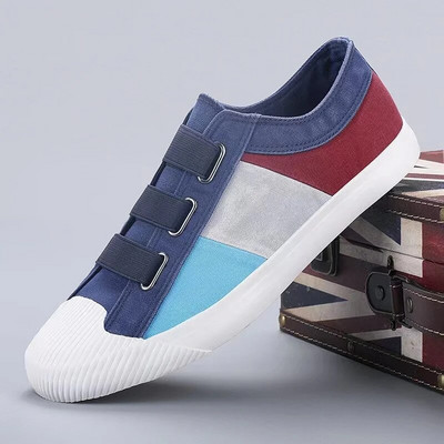 Nove jesenske muške platnene vulkanizirane cipele s elastičnom vrpcom Srednji gornji dio Mješovite boje Mokasinke Prozračne neklizajuće mekane donje ravnine