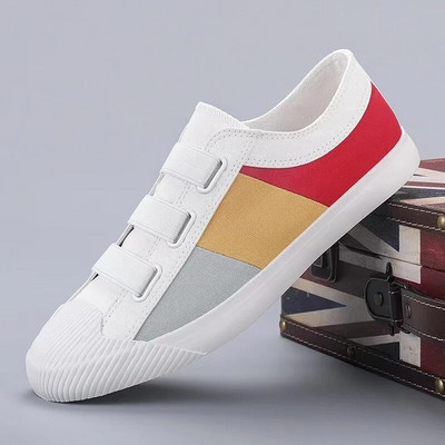 Nove jesenske muške platnene vulkanizirane cipele s elastičnom vrpcom Srednji gornji dio Mješovite boje Mokasinke Prozračne neklizajuće mekane donje ravnine