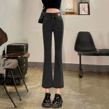 Ψηλόμεσο σχισμένο μέχρι τον αστράγαλο Flare τζιν Ανοιξιάτικο φθινόπωρο μόδα Παντελόνι καμπάνα Λεπτό Streetwear Vaqueros Κορεάτικο γυναικείο τζιν παντελόνι