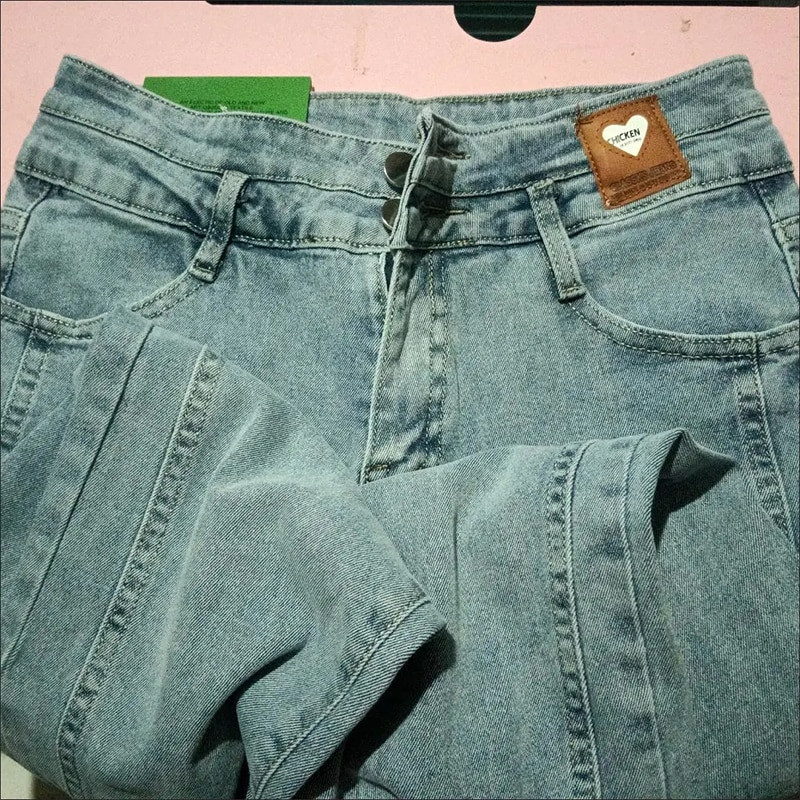 Ψηλόμεσο σχισμένο μέχρι τον αστράγαλο Flare τζιν Ανοιξιάτικο φθινόπωρο μόδα Παντελόνι καμπάνα Λεπτό Streetwear Vaqueros Κορεάτικο γυναικείο τζιν παντελόνι