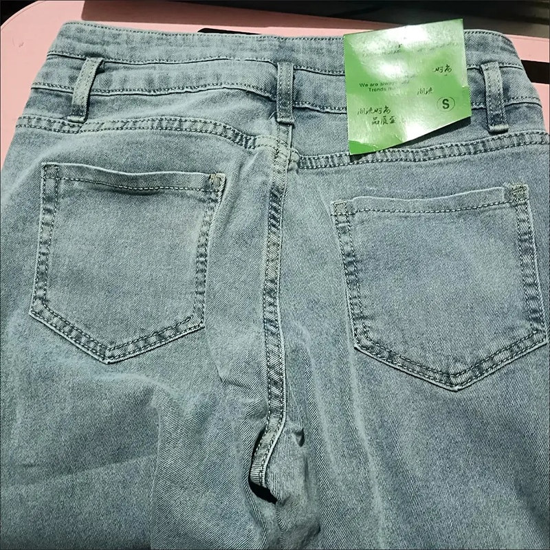 Ψηλόμεσο σχισμένο μέχρι τον αστράγαλο Flare τζιν Ανοιξιάτικο φθινόπωρο μόδα Παντελόνι καμπάνα Λεπτό Streetwear Vaqueros Κορεάτικο γυναικείο τζιν παντελόνι