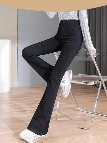 Тесни дънки с висока талия Кльощави панталони Дамски нови големи размери 32 разтегливи панталони Vaqueros Корейски ежедневни дънкови камбанки