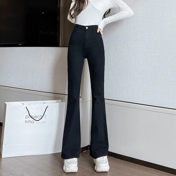 Нови корейски модни дънки с висока талия Дамски ежедневни улични панталони Lim-Fit Denim Панталони Женски момичета Винтидж камбанки 2