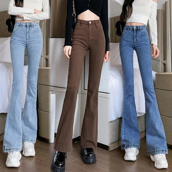 Νέα κορεάτικη μόδα Ψηλόμεσο τζιν Γυναικείο casual streetwear τζιν παντελόνι γυναικείο κορίτσι Vintage παντελόνι καμπάνα 2