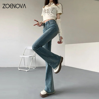 ZOENOVA New Flare Jeans Γυναικείο ψηλόμεσο παντελόνι Vintage αισθητικής τζιν παντελόνι Streetwear Casual κορεάτικη μόδα Y2k τζιν