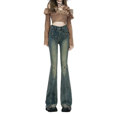 Fotvotee kõrge vöökohaga teksad Naiste riided kitsad püksid Mom teksad Tänavarõivad Vintage Denim Harajuku täispikad püksid