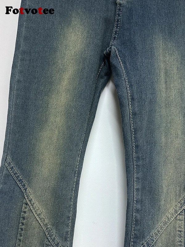 Fotvotee Traperice visokog struka Ženska odjeća Skinny Flare Pants Mom Jeans Streetwear Vintage Denim Harajuku hlače pune dužine