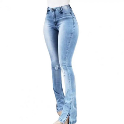 Ψηλόμεσο Flare τζιν για γυναίκες Καλοκαίρι 2023 Skinny Ripped Design ady Sexy Push Up Τζιν παντελόνι Φθινοπωρινό γυναικείο τζιν