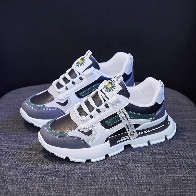 Korejske tenisice s platformom Ženske cipele Debeli donji dio Debele tenisice Prozračne natikače u mješovitim bojama Ženske cipele za slobodno vrijeme 448ayy6