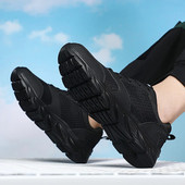 Trend muške cipele za slobodno vrijeme Mrežaste lagane tenisice Cipele na vezanje za vanjske prostore Prozračne Zapatillas za parove Sportske crne tenisice za trčanje