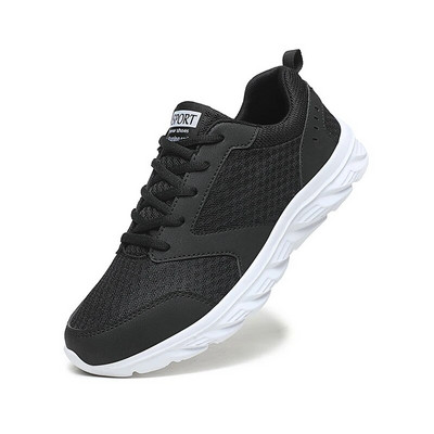 Trend muške cipele za slobodno vrijeme Mrežaste lagane tenisice Cipele na vezanje za vanjske prostore Prozračne Zapatillas za parove Sportske crne tenisice za trčanje