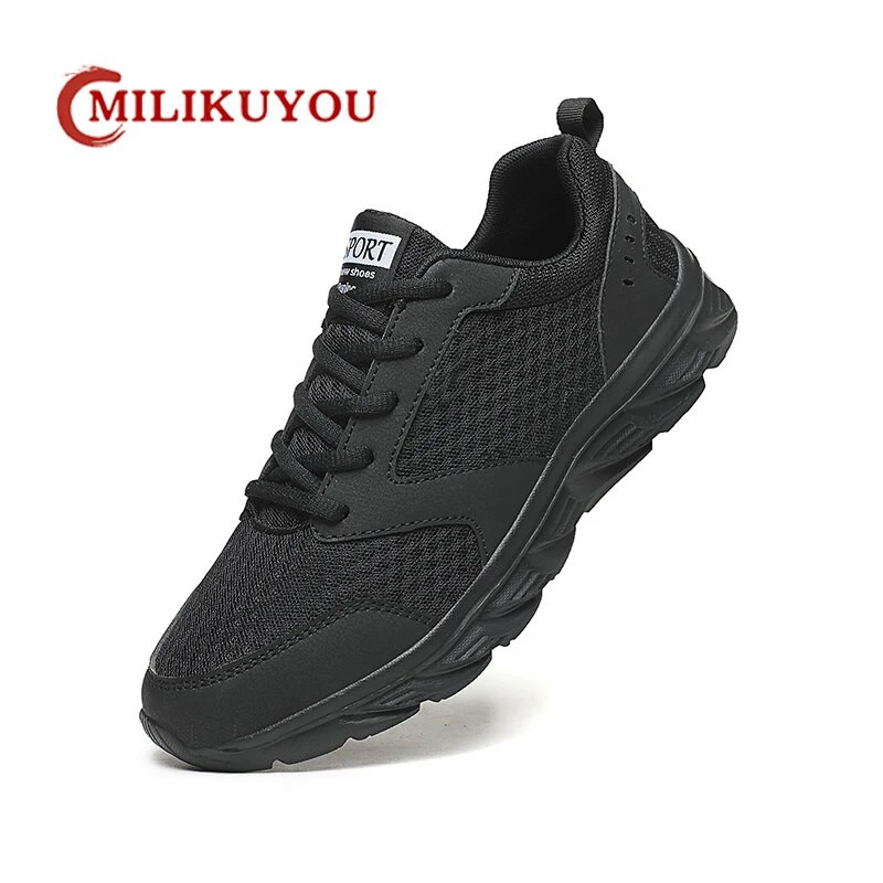 Trend muške cipele za slobodno vrijeme Mrežaste lagane tenisice Cipele na vezanje za vanjske prostore Prozračne Zapatillas za parove Sportske crne tenisice za trčanje