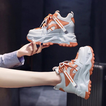 Модни мрежести бродирани цветя Дишащи дамски кецове на платформа с високи токчета Обувки с връзки Удобно увеличаване на височината