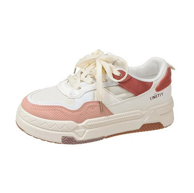 Pantofi vulcanizati bej pentru femei Pantofi grosi Pantofi pentru femei cu design nou Pantofi sport cu șireturi Pantofi pentru femei la modă.