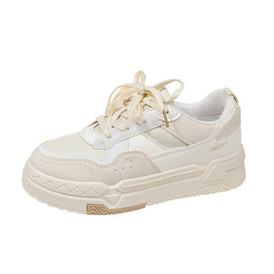 Pantofi vulcanizati bej pentru femei Pantofi grosi Pantofi pentru femei cu design nou Pantofi sport cu șireturi Pantofi pentru femei la modă.