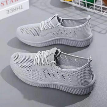 Дамски обувки 2022 Мрежести обувки на платформа Дамски дишащи кецове с връзки Дамски издълбани ежедневни обувки Zapatillas De Deporte