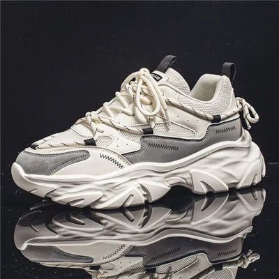 Vyriški 2024 m. nauji kvėpuojantys tinkliniai sportiniai batai storu padu madingi laisvalaikio batai lauko madingi vyriški bėgimo bateliai, vyriški sportbačiai