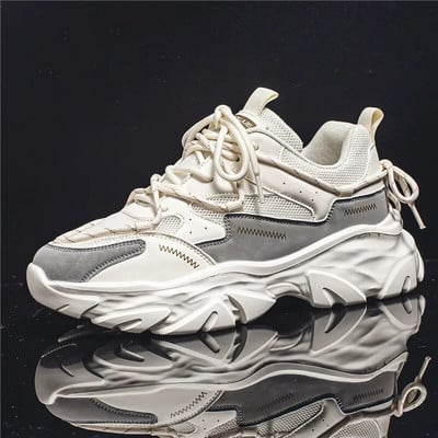 Vyriški 2024 m. nauji kvėpuojantys tinkliniai sportiniai batai storu padu madingi laisvalaikio batai lauko madingi vyriški bėgimo bateliai, vyriški sportbačiai