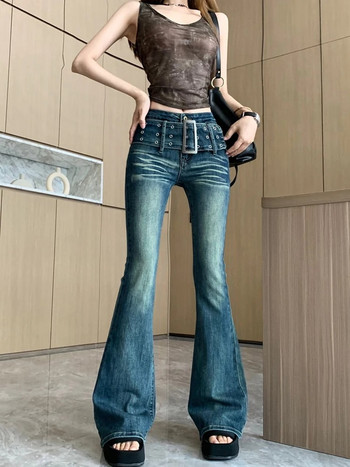 Изпрани дънки с изпъкнал градиент и висока талия, ретро прави широки дънки в американски стил Harajuku Y2k Hot Girl Trousers