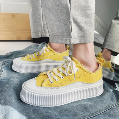 Proljetna moda, muške cipele s platformom, ležerne cipele, jesenske platnene cipele, muške vulkanizirane tenisice na vezanje, muške ravne cipele Zapatillas Hombre