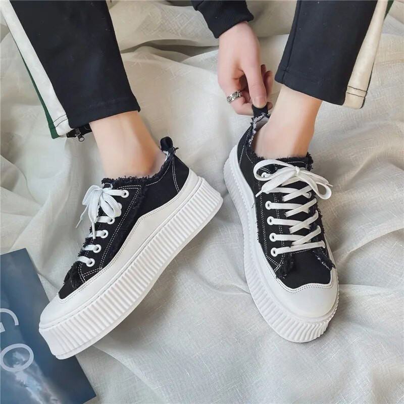 Proljetna moda, muške cipele s platformom, ležerne cipele, jesenske platnene cipele, muške vulkanizirane tenisice na vezanje, muške ravne cipele Zapatillas Hombre