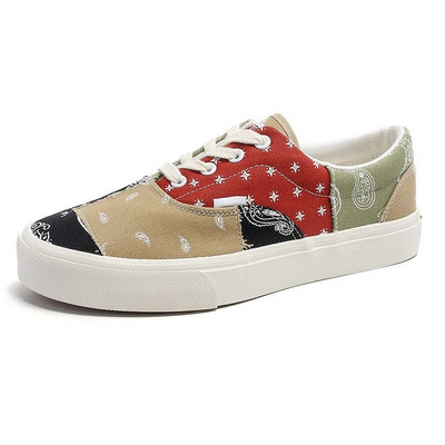 Hot Sale Fashion nyomtatott vászon cipők férfiaknak Alacsony árú, légáteresztő férfi gördeszka cipők Lapos vulkanizált cipők Espadrille Homme