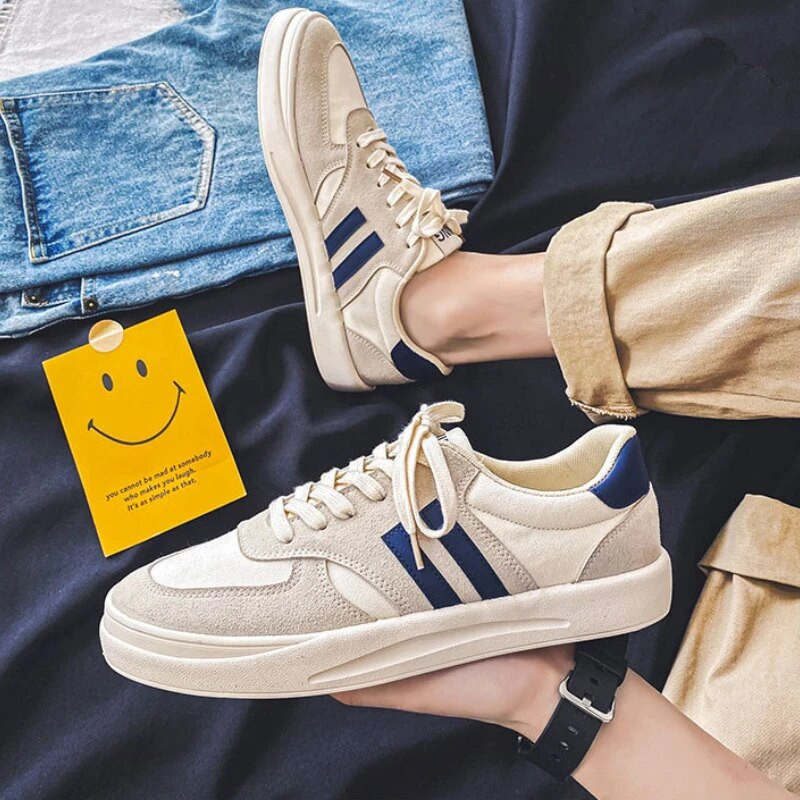 Muške ležerne bijele platnene cipele s niskim gornjim dijelom i okruglim prstima Lagane tenisice na vezanje u korejskom stilu Modne jednostavne cipele za hodanje na otvorenom