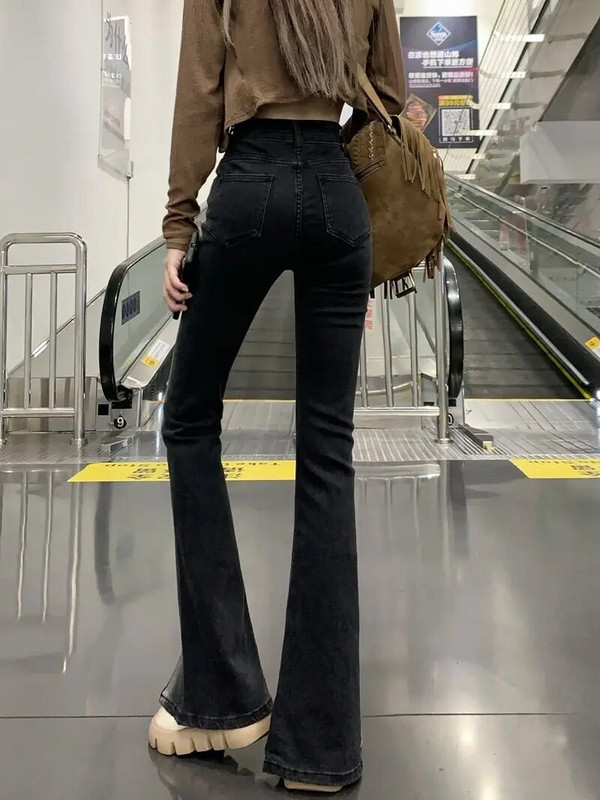 Y2k široke traperice s prorezom Ženske obložene seksi uske Harajuku ulične odjeće Elegantne ženske džinsy Jesenska odjeća Vintage Chic