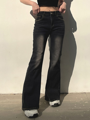 Cuteandpsycho Y2K Low Wasited Denim Flare Jeans Cute Harajuku Tie Dye Print Retro Παντελόνι Κορεατικής μόδας Γυναικεία παντελόνια 90s Κομψό