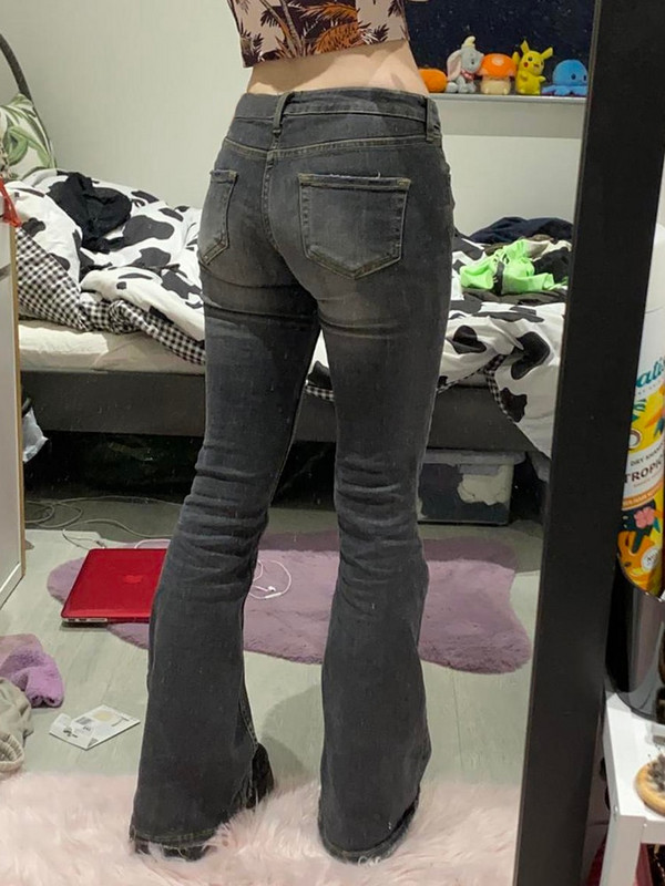 Cuteandpsycho Y2K Low Wasited Denim Flare Jeans Slatke Harajuku Tie Dye print retro hlače Korejske modne ženske hlače iz 90-ih Chic