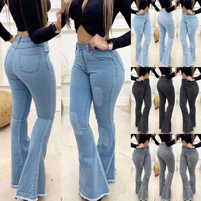 Moda noua femeie Streetwear vara 2023 Pantaloni negri evazați Jeans skinny, sexy, solidi, pantaloni noi de lux, îmbrăcăminte estetică