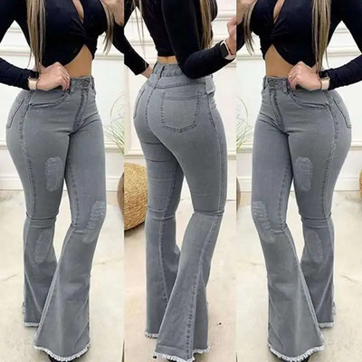 Modna nova ženska ulična odjeća Ljeto 2023. Široke crne hlače Traperice Skinny Seksi Jednobojne Nove luksuzne ženske hlače Estetska odjeća
