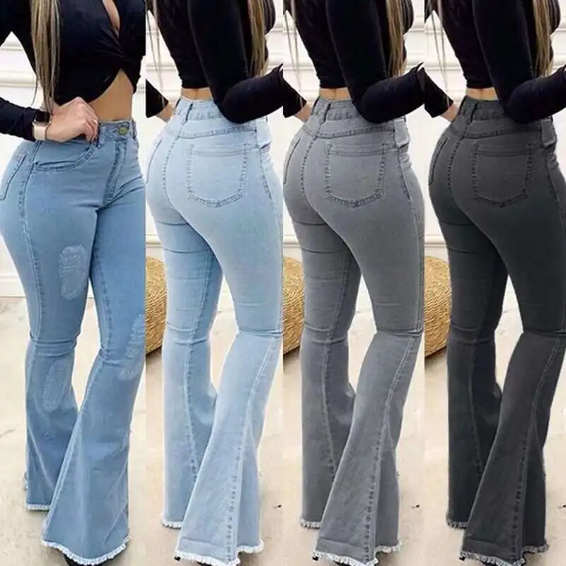 Modna nova ženska ulična odjeća Ljeto 2023. Široke crne hlače Traperice Skinny Seksi Jednobojne Nove luksuzne ženske hlače Estetska odjeća
