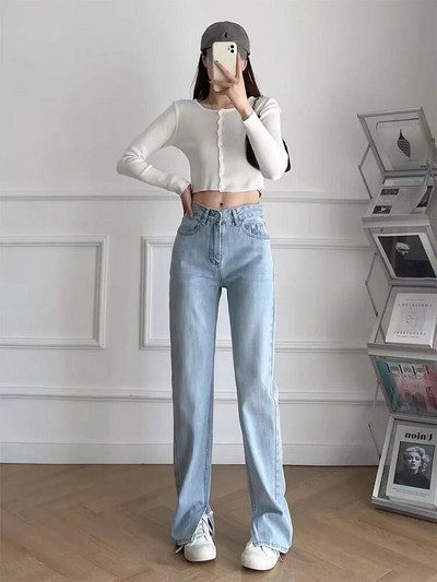 ZATRHMBM Women 2022 New Fashion Slim Fit Flare Jeans Vintage φερμουάρ στο πλάι με τσέπη Fly ψηλόμεσο τζιν Γυναικείο παντελόνι στον αστράγαλο Mujer