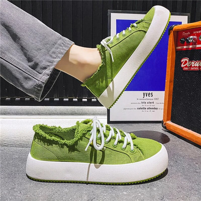 Tavaszi ősz Férfi Platform Vászon Cipők Férfi Magas felső Alkalmi Cipők Fűzős Vulkanizált Cipők Zapatillas Hombre