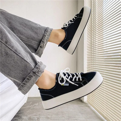 Tavaszi ősz Férfi Platform Vászon Cipők Férfi Magas felső Alkalmi Cipők Fűzős Vulkanizált Cipők Zapatillas Hombre