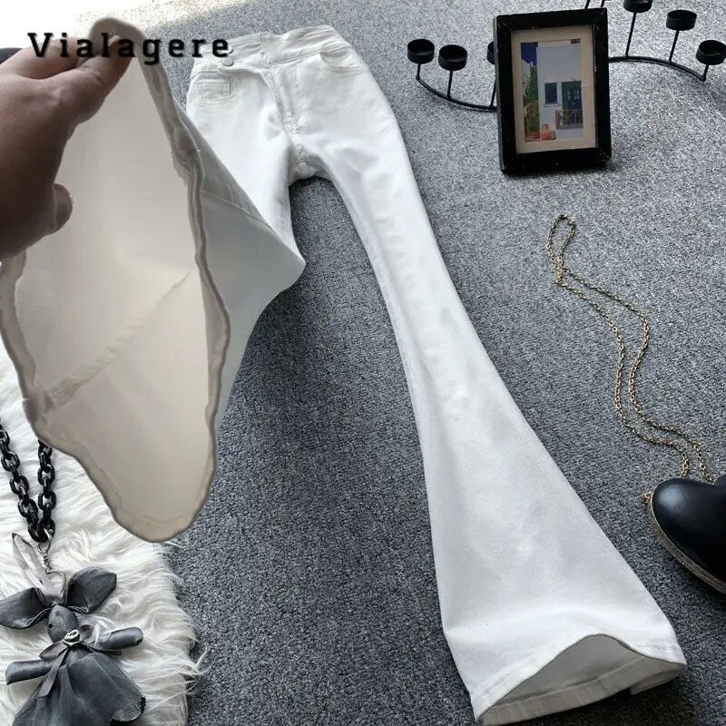 Y2K Streetwear stil Harajuku Skinny Raširene traper hlače visokog struka 2023 Jesen Zima Ženske vintage jednobojne traper hlače