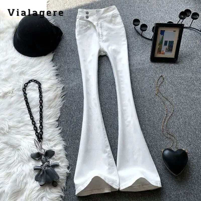 Y2K Streetwear stil Harajuku Skinny Raširene traper hlače visokog struka 2023 Jesen Zima Ženske vintage jednobojne traper hlače
