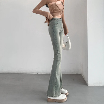 Летни клоширани дънки Дамски винтидж широки удобни дънки с висока талия Дамски панталони Еластични модни дънкови панталони в стил гадже