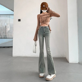 Летни клоширани дънки Дамски винтидж широки удобни дънки с висока талия Дамски панталони Еластични модни дънкови панталони в стил гадже