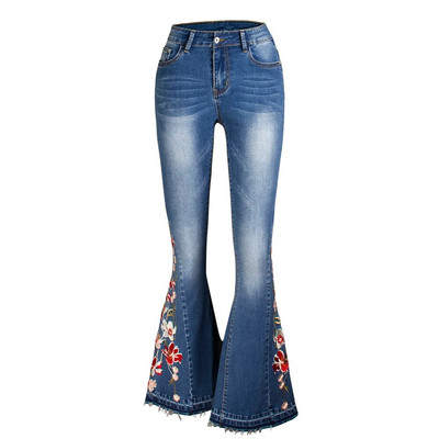LOGAMI Embroidery Farmer Női Skinny Flare Pants Farmer Női Alkalmi farmer