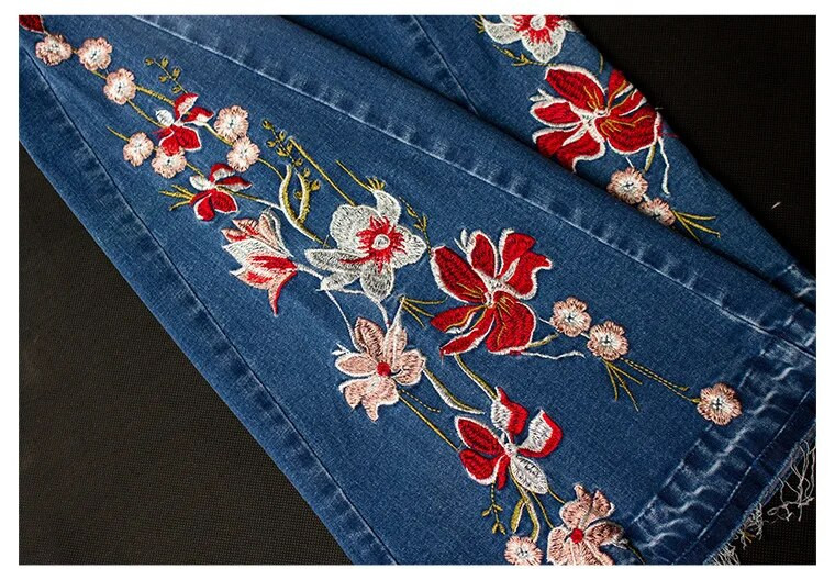 LOGAMI Embroidery Farmer Női Skinny Flare Pants Farmer Női Alkalmi farmer  
