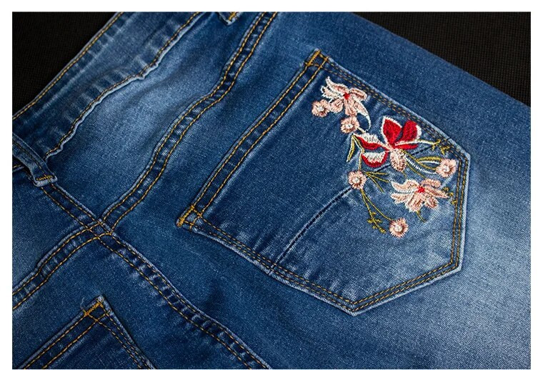 LOGAMI Embroidery Farmer Női Skinny Flare Pants Farmer Női Alkalmi farmer  