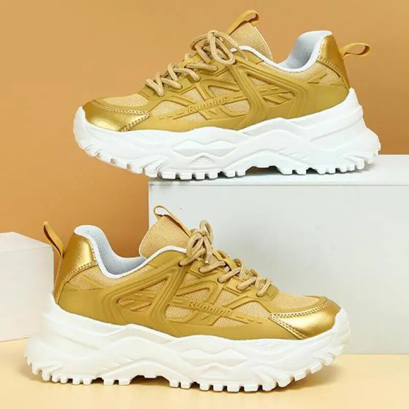 Αθλητικά αθλητικά πάνινα παπούτσια με χοντρή σόλα άνοιξη με αναπνεύσιμα παπούτσια για τρέξιμο, γυναικεία και ανδρικά παπούτσια για περπάτημα με κορδόνια για εξωτερικούς χώρους