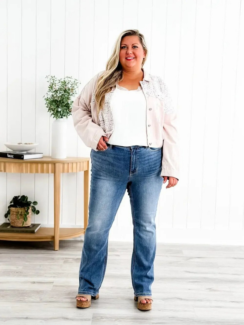Holy Grail Tummy Control Bootcut traperice Ženske lepršave vintage rastezljive ležerne visokog struka pune dužine, uske široke nogavice, ulična odjeća