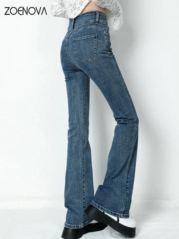 ZOENOVA 2023 New Flared Jeans Γυναικεία Σέξι Hip Lift Ψηλόμεσο Stretch Denim Pencil Παντελόνι Washed Slim Skinny Γυναικείο Παντελόνι Y2K