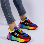 Pantofi de damă, pantofi vulcanizati de vară 2023 pentru femei, cu vârf rotund, culoare contrastantă, pantofi sport, pantofi sport casual, cu șireturi
