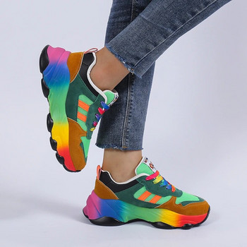 Γυναικεία αθλητικά παπούτσια 2023 Καλοκαίρι Γυναικεία Βουλκανιζέ Παπούτσια Στρογγυλά Αθλητικά παπούτσια με αντίθεση χρώματος Γυναικεία Αθλητικά παπούτσια με κορδόνια